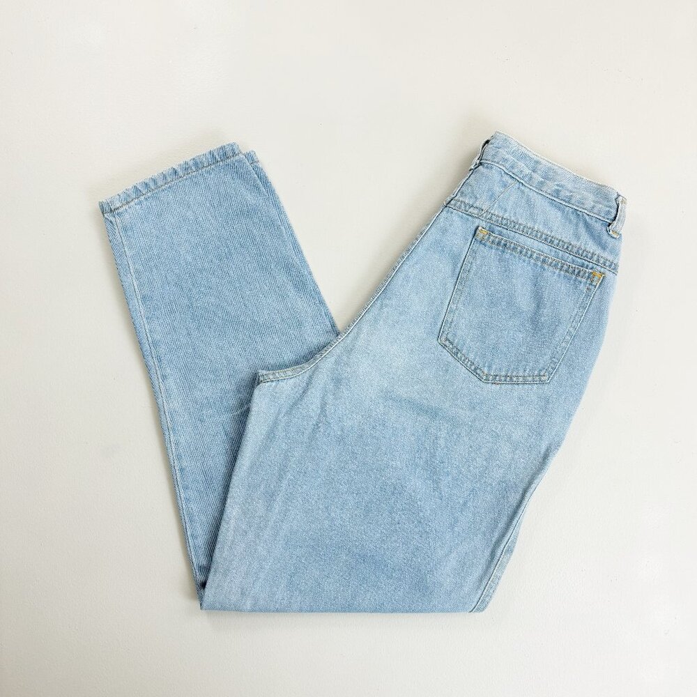 LORIELLE Vintage 80s High Waisted Mom Jeans SZ 11/12 Light Wash Pleated Front